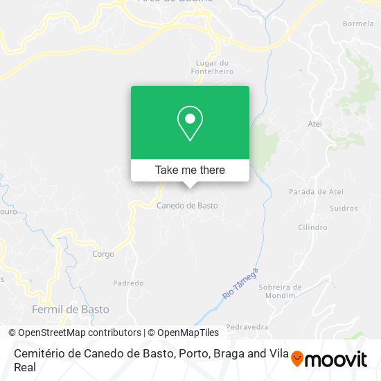 Cemitério de Canedo de Basto mapa