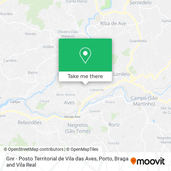 Gnr - Posto Territorial de Vila das Aves map