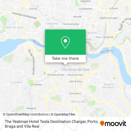 The Yeatman Hotel Tesla Destination Charger map