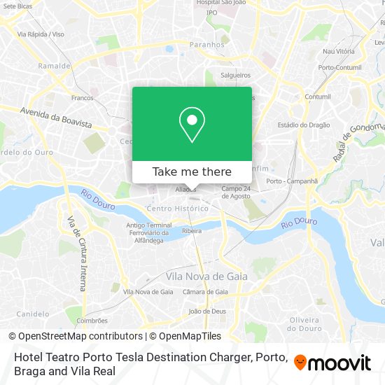 Hotel Teatro Porto Tesla Destination Charger map
