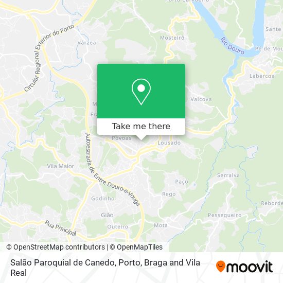 Salão Paroquial de Canedo mapa