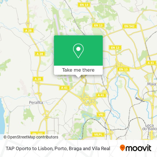 TAP Oporto to Lisbon mapa