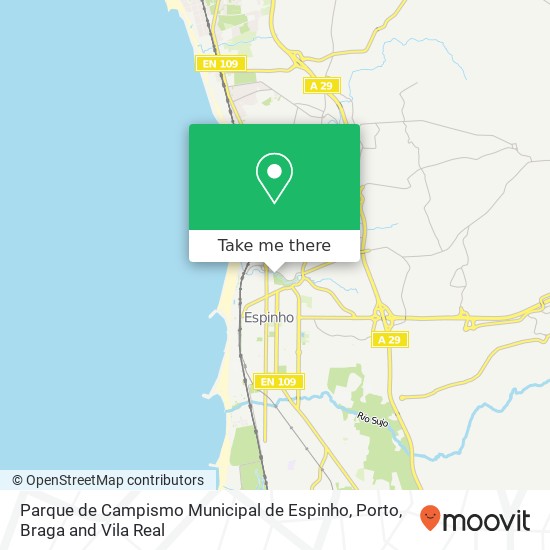 Parque de Campismo Municipal de Espinho mapa