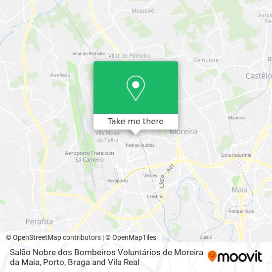 Salão Nobre dos Bombeiros Voluntários de Moreira da Maia mapa