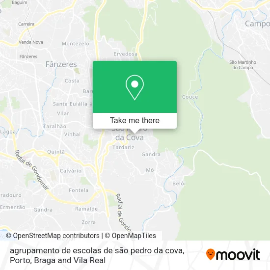agrupamento de escolas de são pedro da cova map