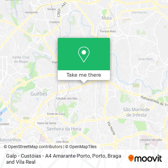Galp - Custóias - A4 Amarante-Porto map