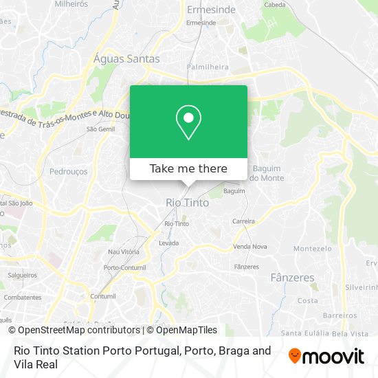 Rio Tinto Station Porto Portugal map