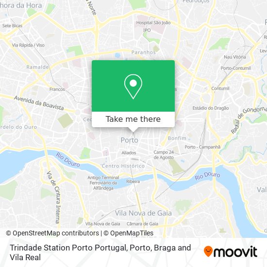 Trindade Station Porto Portugal map