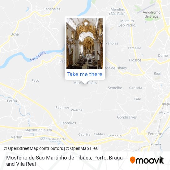 Mosteiro de São Martinho de Tibães mapa