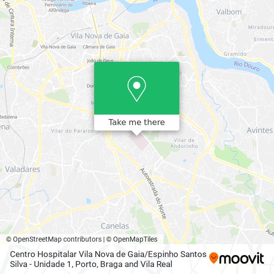 Centro Hospitalar Vila Nova de Gaia / Espinho Santos Silva - Unidade 1 map