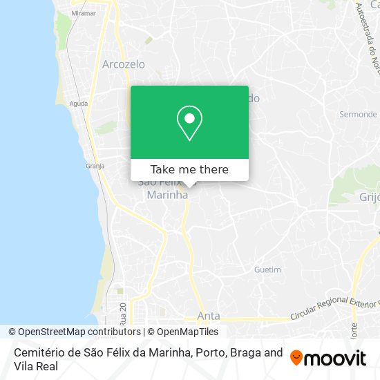 Cemitério de São Félix da Marinha mapa