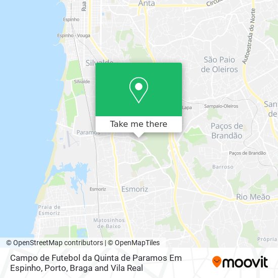 Campo de Futebol da Quinta de Paramos Em Espinho mapa