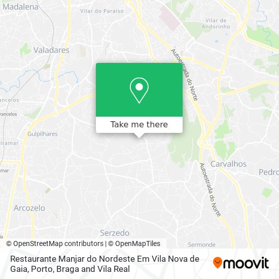 Restaurante Manjar do Nordeste Em Vila Nova de Gaia map