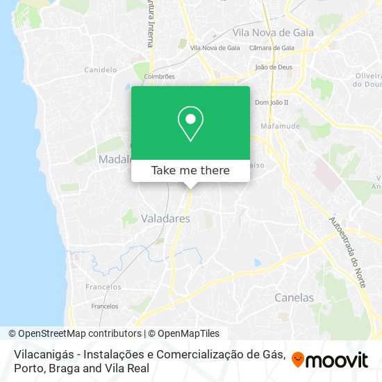 Vilacanigás - Instalações e Comercialização de Gás mapa
