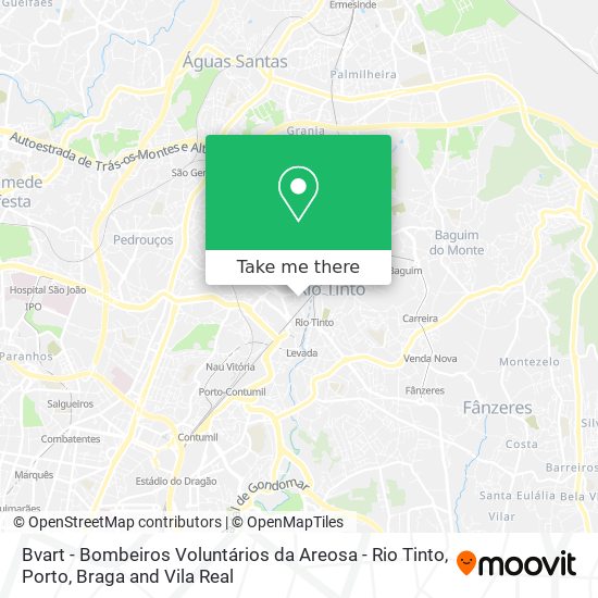 Bvart - Bombeiros Voluntários da Areosa - Rio Tinto map