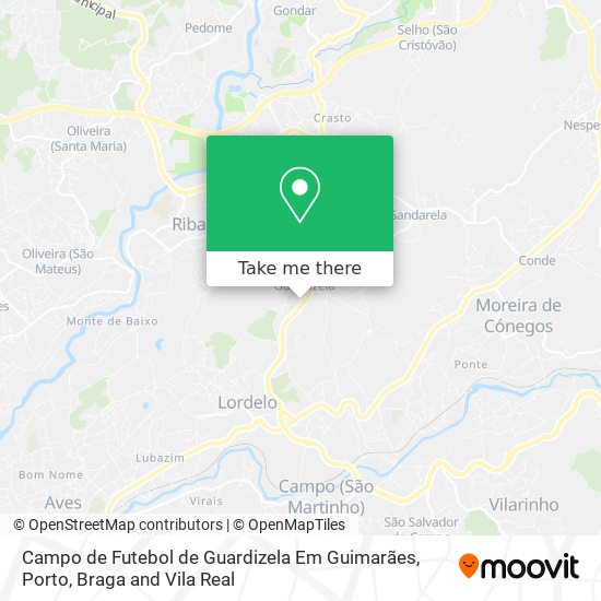 Campo de Futebol de Guardizela Em Guimarães map