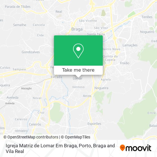 Igreja Matriz de Lomar Em Braga mapa