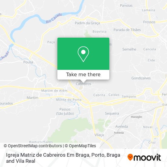 Igreja Matriz de Cabreiros Em Braga mapa