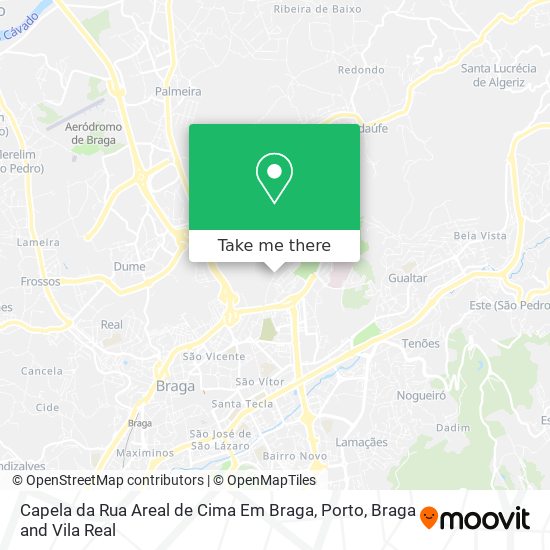 Capela da Rua Areal de Cima Em Braga mapa