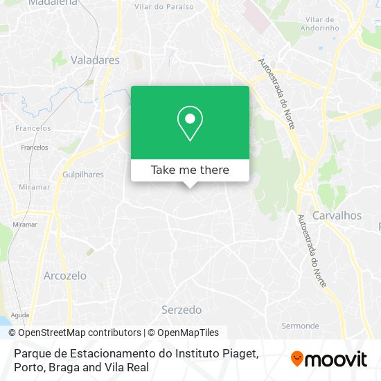 Parque de Estacionamento do Instituto Piaget mapa