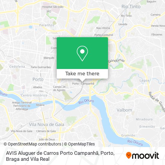 AVIS Aluguer de Carros Porto Campanhã mapa