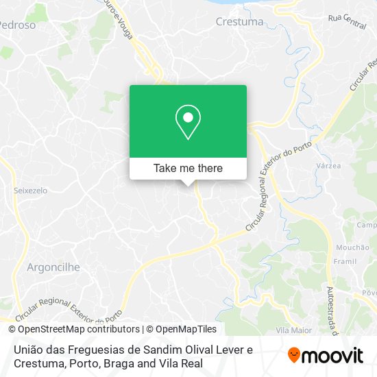 União das Freguesias de Sandim Olival Lever e Crestuma map
