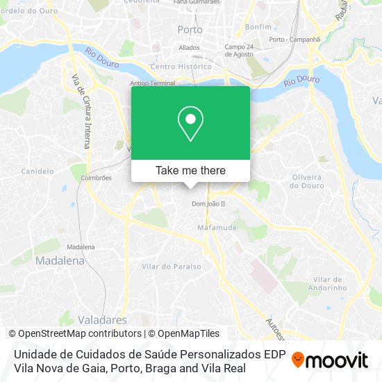 Unidade de Cuidados de Saúde Personalizados EDP Vila Nova de Gaia mapa