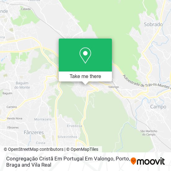 Congregação Cristã Em Portugal Em Valongo map