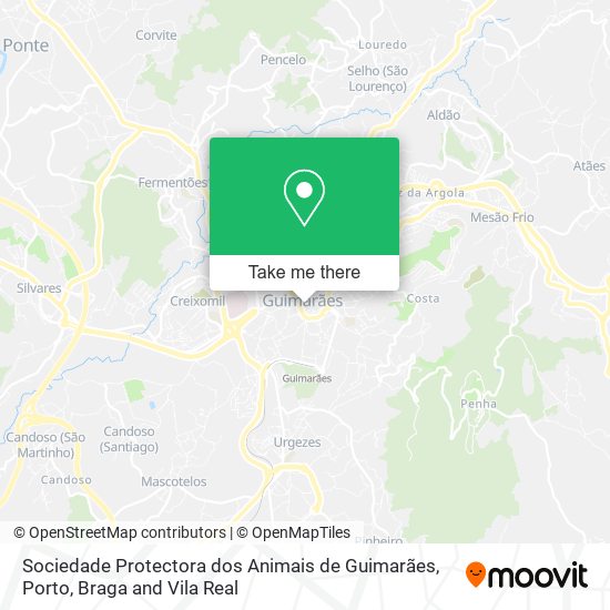 Sociedade Protectora dos Animais de Guimarães mapa