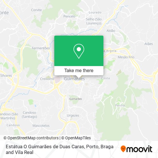 Estátua O Guimarães de Duas Caras mapa