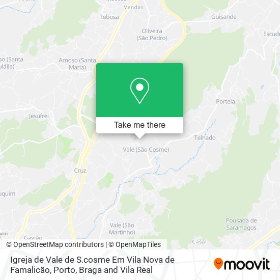 Igreja de Vale de S.cosme Em Vila Nova de Famalicão mapa