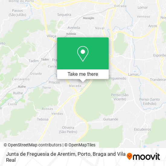 Junta de Freguesia de Arentim mapa