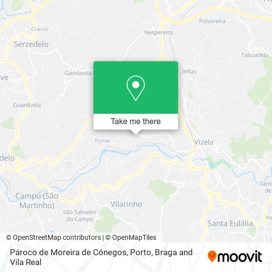 Pároco de Moreira de Cónegos mapa