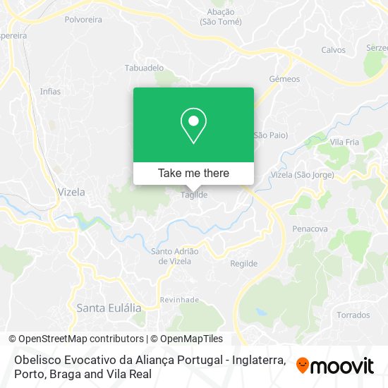 Obelisco Evocativo da Aliança Portugal - Inglaterra mapa