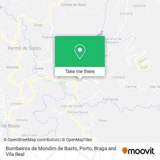 Bombeiros de Mondim de Basto mapa