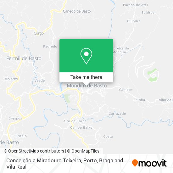 Conceição a Miradouro Teixeira mapa
