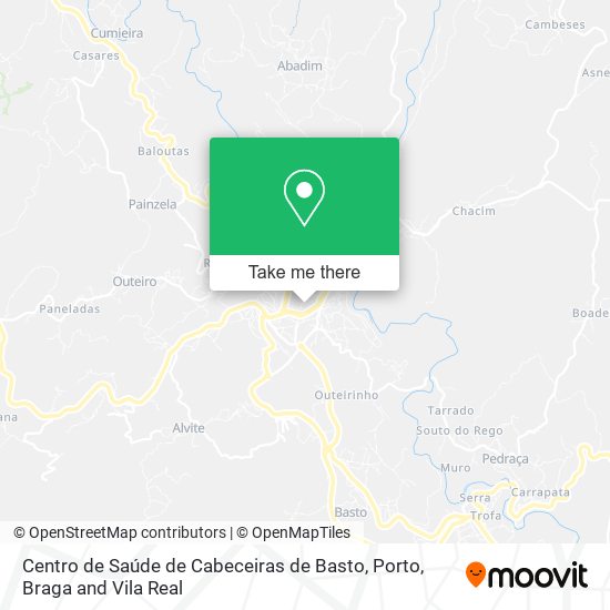 Centro de Saúde de Cabeceiras de Basto mapa
