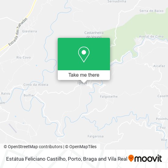 Estátua Feliciano Castilho mapa
