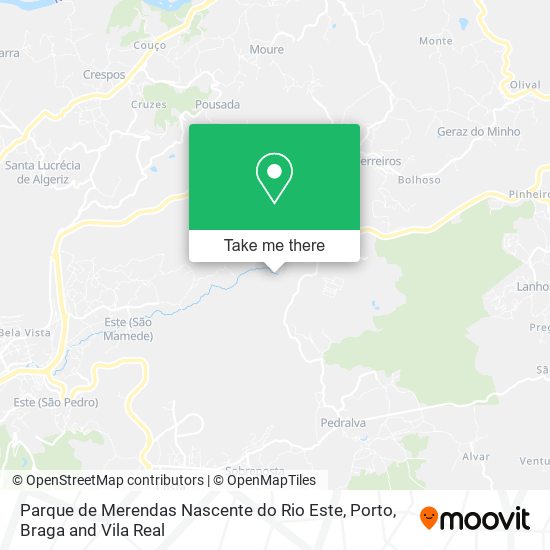 Parque de Merendas Nascente do Rio Este map