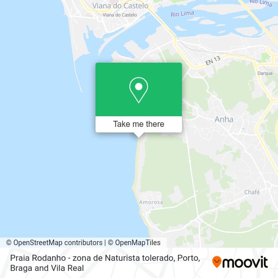 Praia Rodanho - zona de Naturista tolerado mapa