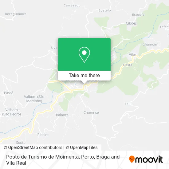 Posto de Turismo de Moimenta map