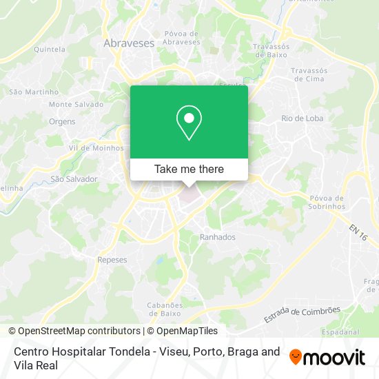 Centro Hospitalar Tondela - Viseu mapa