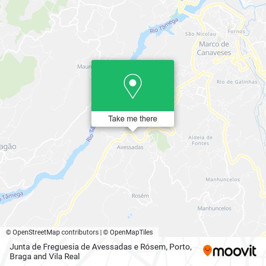 Junta de Freguesia de Avessadas e Rósem mapa