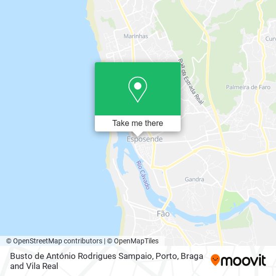 Busto de António Rodrigues Sampaio mapa