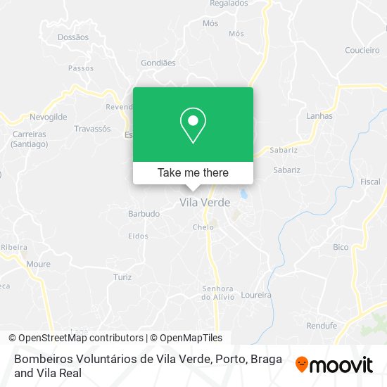 Bombeiros Voluntários de Vila Verde mapa