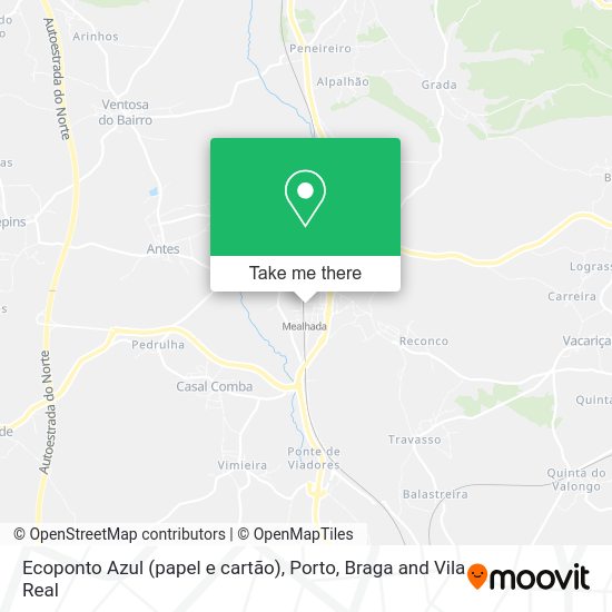 Ecoponto Azul (papel e cartão) mapa