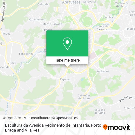 Escultura da Avenida Regimento de Infantaria mapa