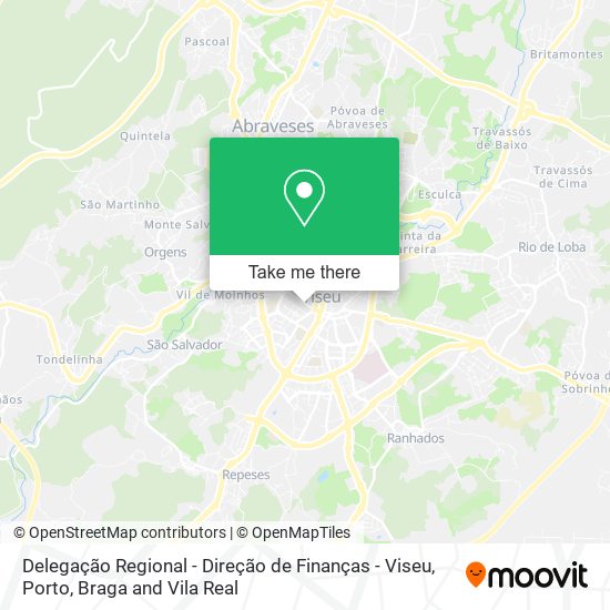 Delegação Regional - Direção de Finanças - Viseu mapa