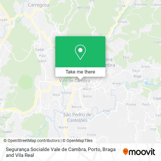 Segurança Socialde Vale de Cambra mapa
