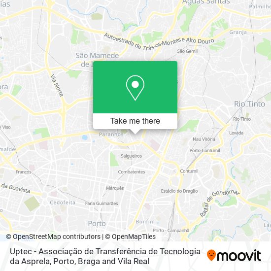 Uptec - Associação de Transferência de Tecnologia da Asprela mapa